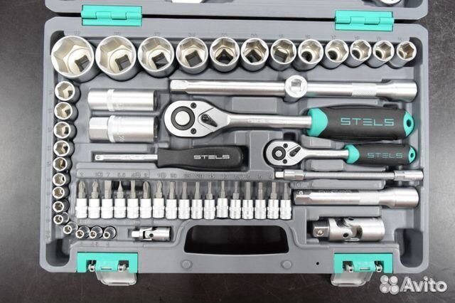 Набор инструментов 1/2, 1/4, crv stels 82 предмета