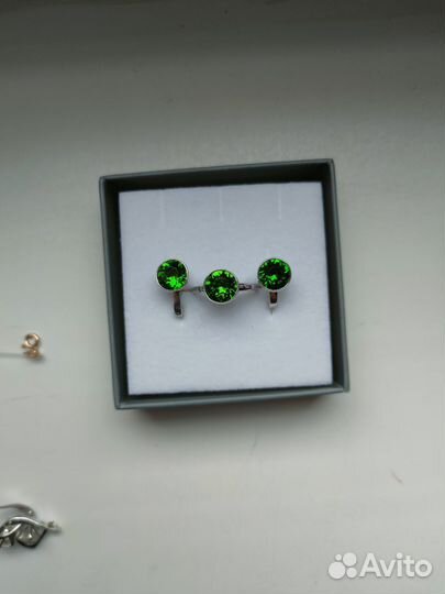 Серебряный комплект кольцо и серьги Соколов