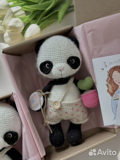 Панда, вязаная панда, игрушка панда