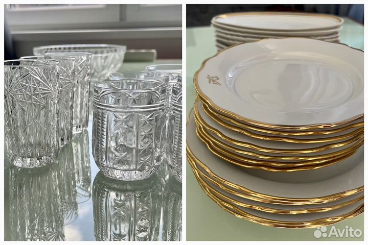 Посуда лотами Хрустальные рюмки тарелки СССР