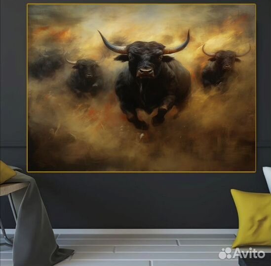 Картина маслом бык Современное искусство