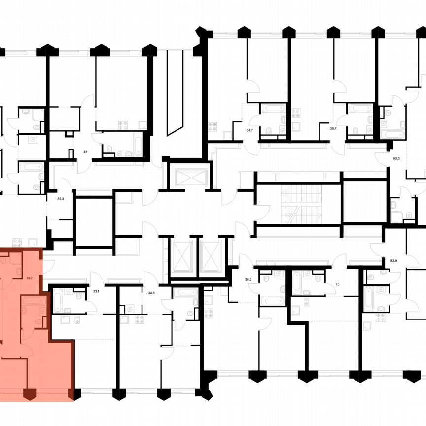 2-к. квартира, 61,7 м², 7/25 эт.