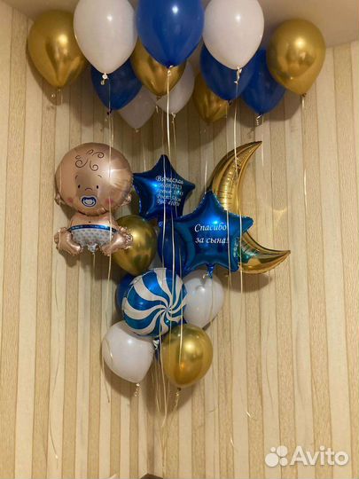 Шары с гелием, коробка с шарами, цифры, фигуры