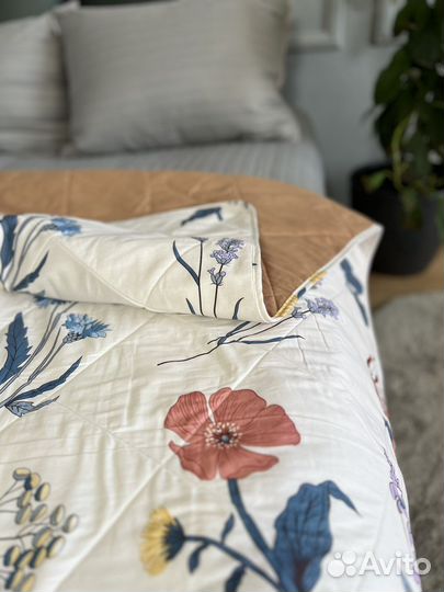 Одеяло 1,5 на лето с рисунком сатин 100 хлопок