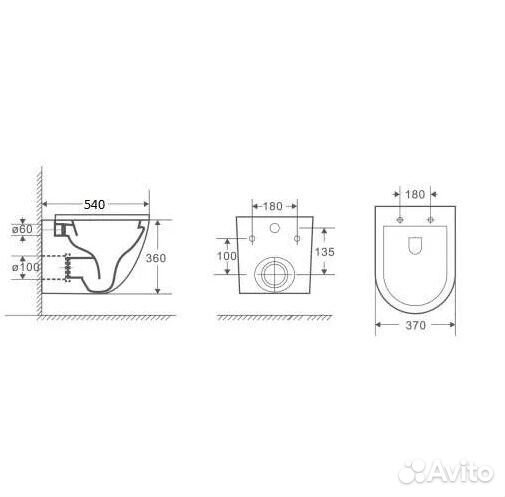 Унитаз подвесной WeltWasser amberg 497+merzbach 043 XL GL-WT+amberg RD-BL белый/кнопка черная матова