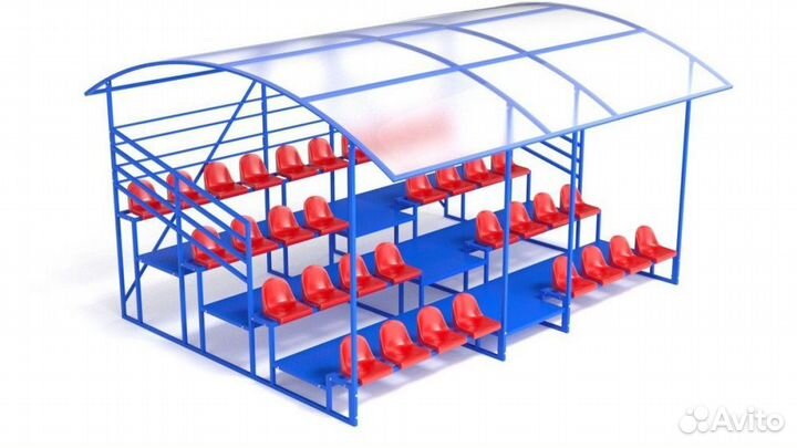 Трибуна с навесом, с ограждением, 4-х рядная A13