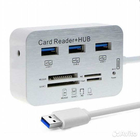USB хаб-картридер HUB 2010H3 USB 3.0/3.1, 3xUSB