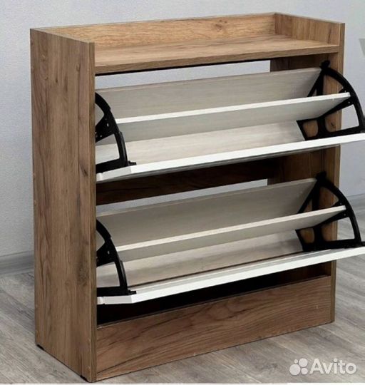 Обувница в прихожую дуб крафт золотой и белый 100см