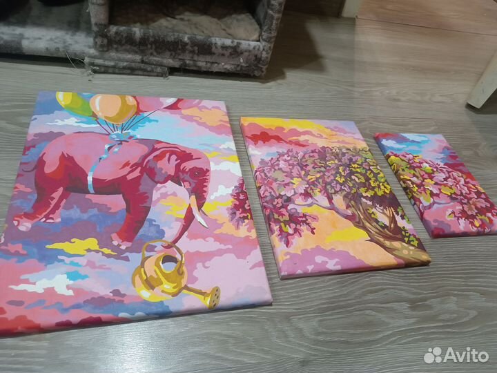 Картина триптих слон