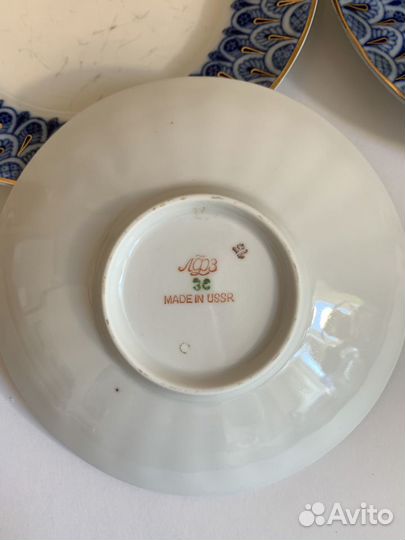 Сервиз.лфз.Кобальт сетка.Золотые Ромашки.Незабудки