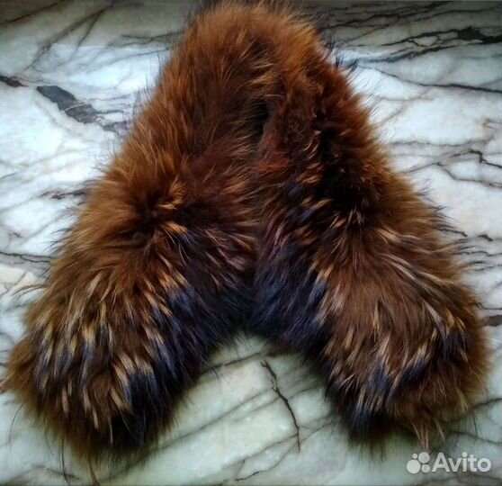 Меховой воротник на капюшон енот горжетка опушка