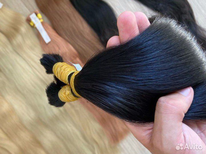 Волосы для наращивания чёрные 1b натуральные