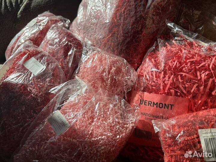 Наполнитель бумажный красный коробки крафт