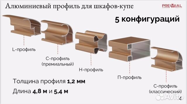 Какие профили бывают для шкафа купе