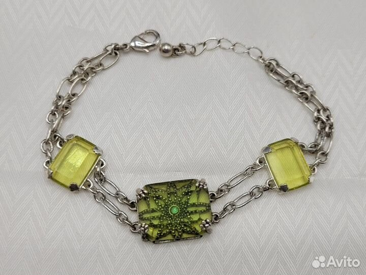 Набор гарнитур металл зеленое стекло 4 предмета