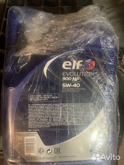 Масло моторное 5w40 ELF nf