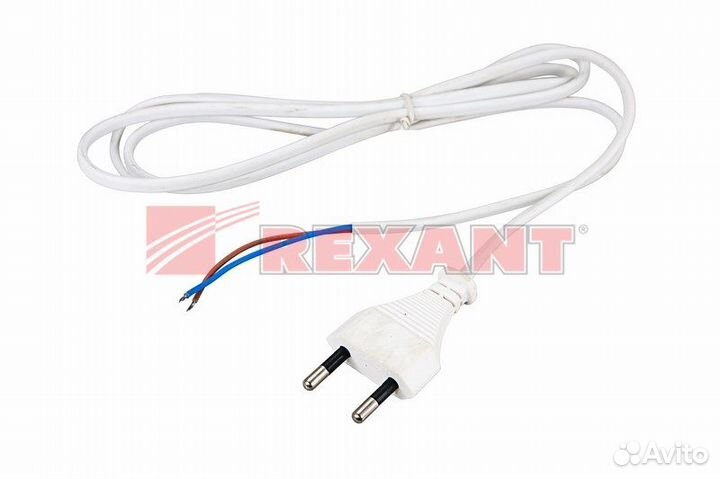 Шнур сетевой б/розетки белый 1,8м rexant 11-1112