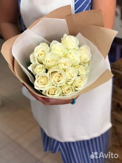 15 белых роз, заказать Цветы