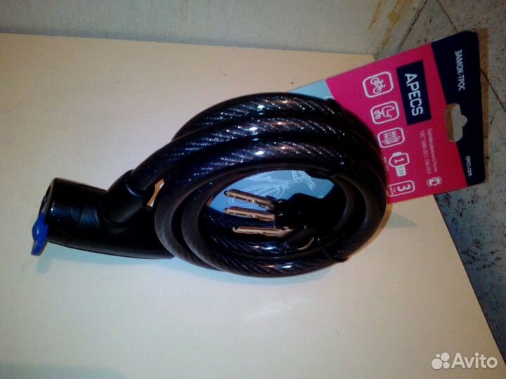 Замок противоугонный тросовый (велозамок) 1,5 м