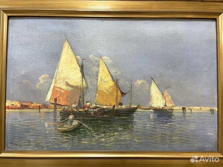 Антикварная картина, масло холст 