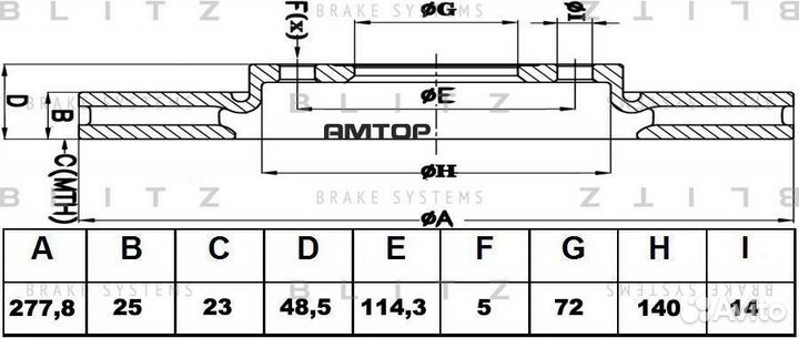 Blitz BS0205 Диск тормозной передний вентилируемый
