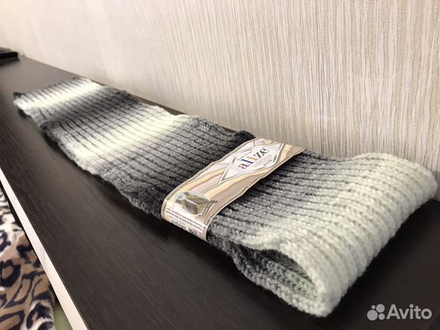 Шарф, ангора, английская вязка