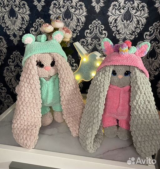 Игрушки ручной работы. зайка в комбинезоне