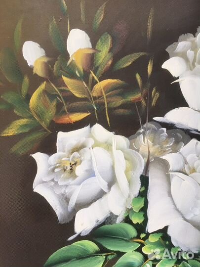 Картина Букет белых роз на холсте маслом