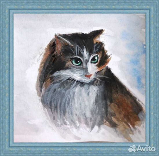 Картина кот картины с кошками акварель масло холст