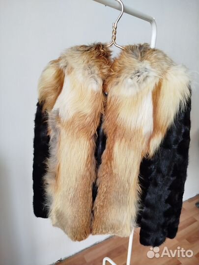 Шуба полушубок норка, лиса новая