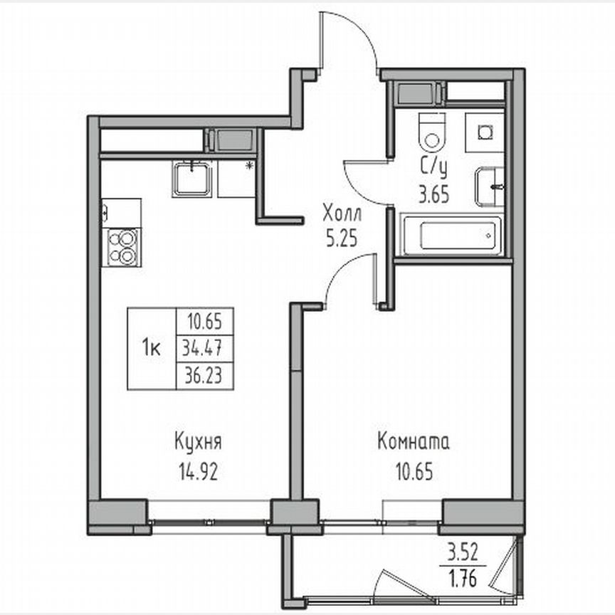 1-к. квартира, 36,2 м², 18/23 эт.