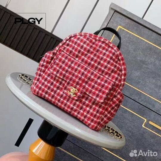 Яркий контрастный мини-рюкзак в клетку Chanel