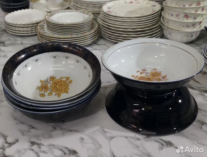 Набор тарелок Роза Кобальт