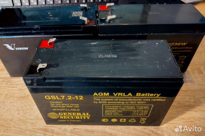 3 батареи (акб) на 12V (7А, 7А, 9А) - цена за все