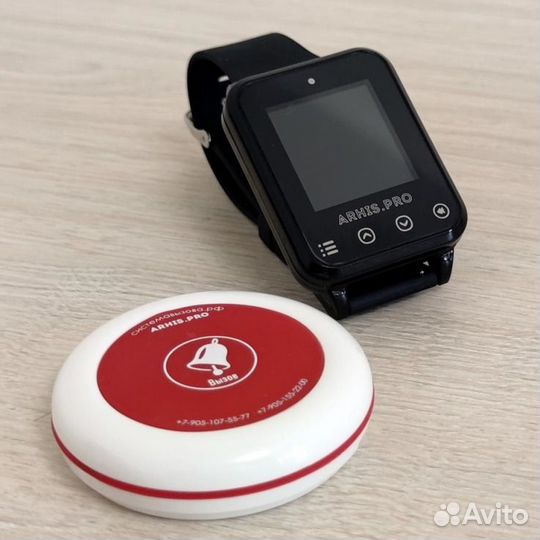 Кнопка вызова официанта и часы пейджер Элит