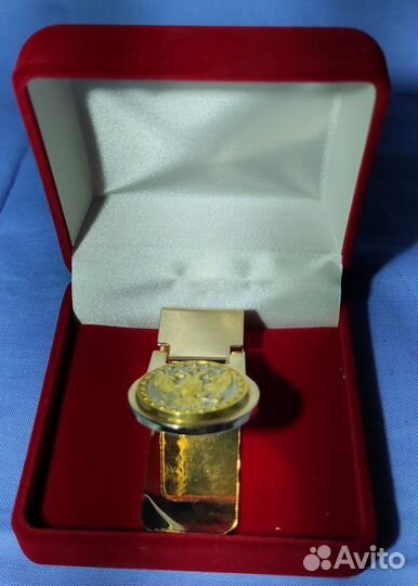 Зажим для купюр Клевер, золочение, Златоуст