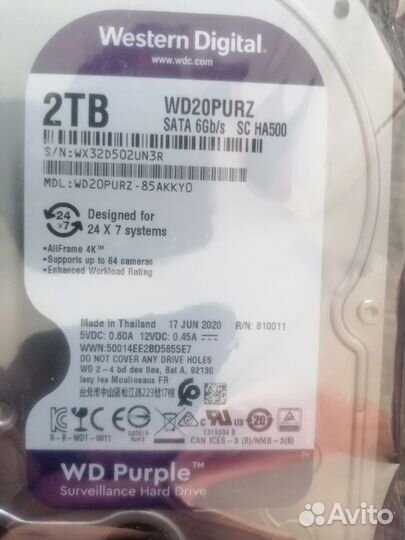 Жесткий диск western digital purple wd20purz
