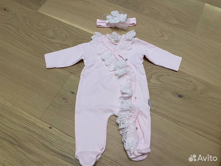 Комплект комбинезон на выписку розовый miniborn 56