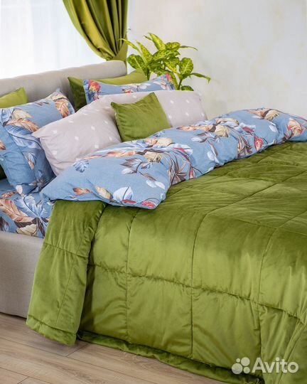 Бархатное покрывало Беллиссимо Цитрон на диван