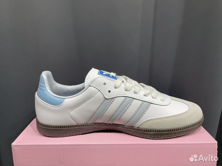 Adidas Samba OG White Halo Blue. Мужские кроссовки