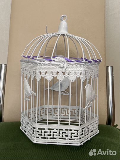 Кашпо клетка для цветов (свадебный декор)