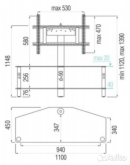 Стойка для телевизора напольная