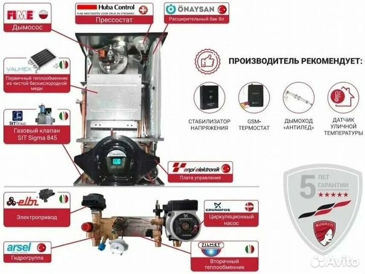 Котел газовый настенный Federica Bugatti 24 varme