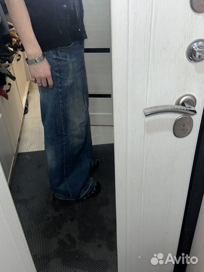 Джинсы реп широкие кастом апсайкл