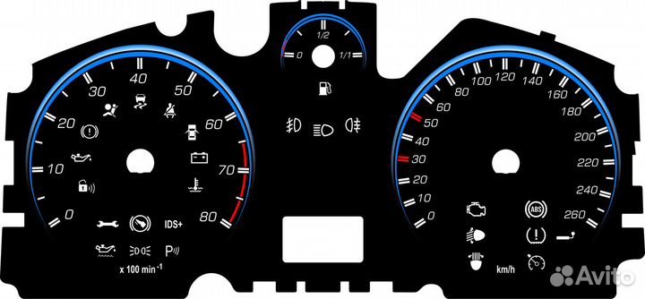 Шкала приборной панели на Opel Astra H