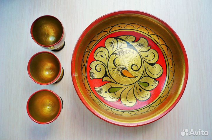 Посуда,Рюмки с Хохломской росписью СССР 60-80-х г