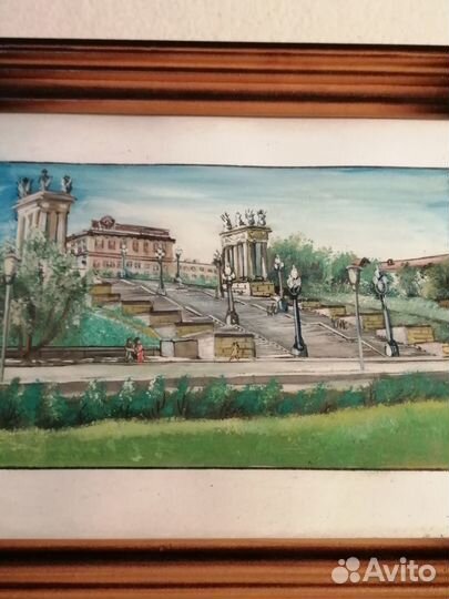 Картина акварель город