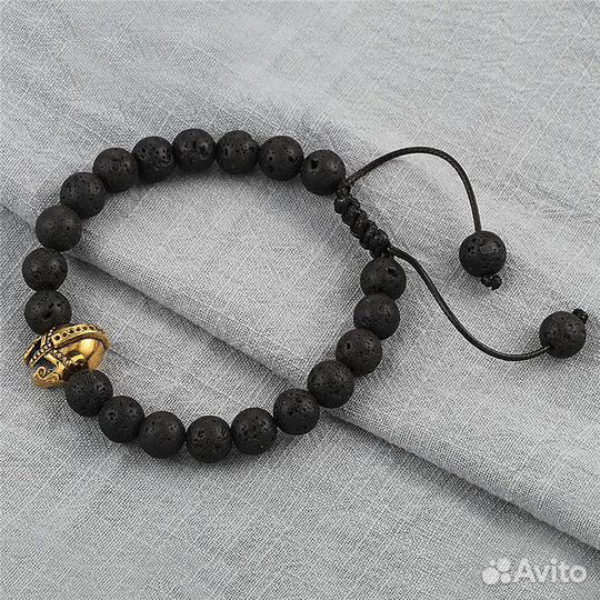 Вулканическая лава + кожаный браслет