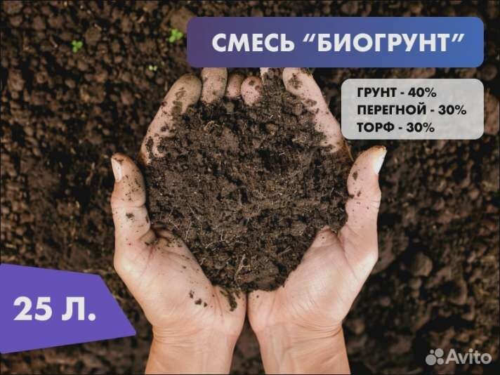 Плодородная почва 40%, конский перегной 30%, торф