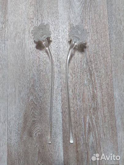 Хрустальная ваза (салатница) и 2 цветка из стекла